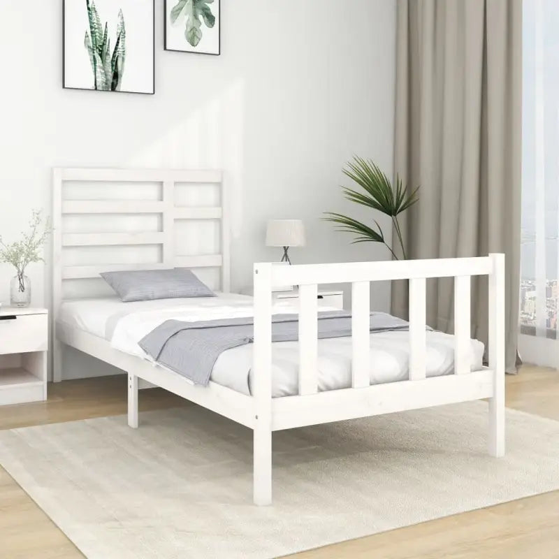 Modern houten bedframe van massief grenenhout met levering bevat - Wit / 90 x 190 cm - Bedden & bedframes