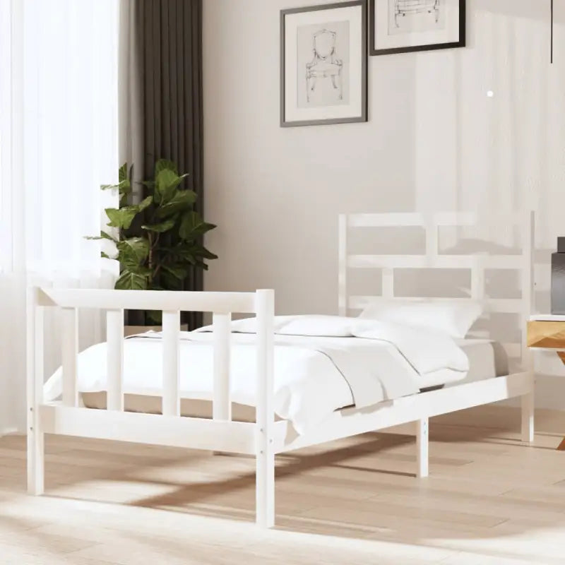 Modern houten bedframe van massief grenenhout met levering bevat - Wit / 90 x 190 cm - Bedden & bedframes