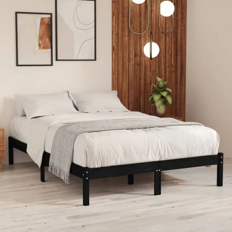 Modern houten bedframe van massief grenenhout voor je slaapkamer - Zwart / 140 x 190 cm - Bedden & bedframes