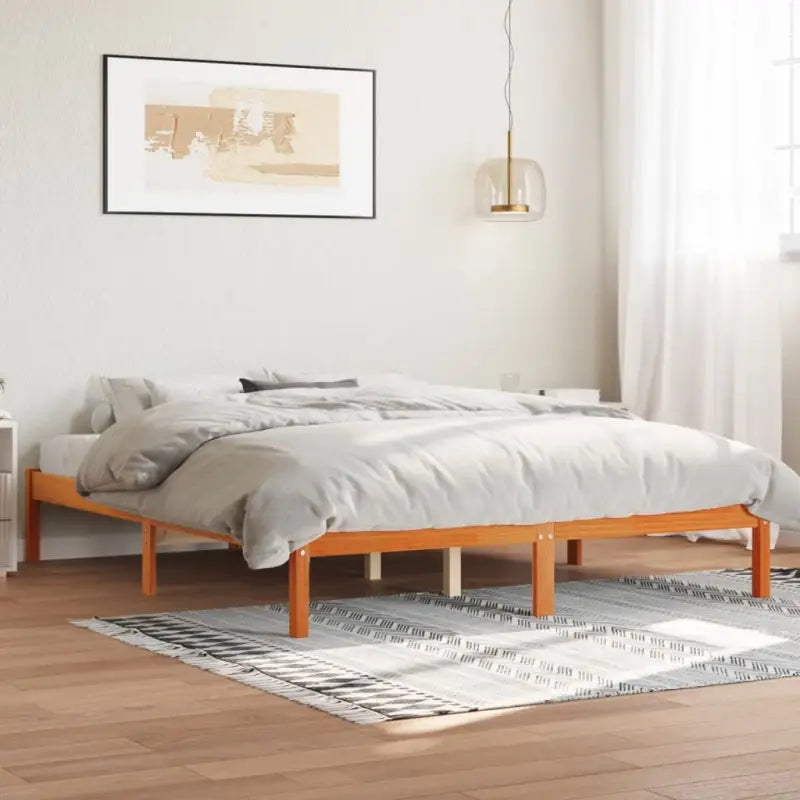 Modern houten bedframe van massief grenenhout voor je slaapkamer - Wasbruin / 160 x 200 cm - Bedden & bedframes