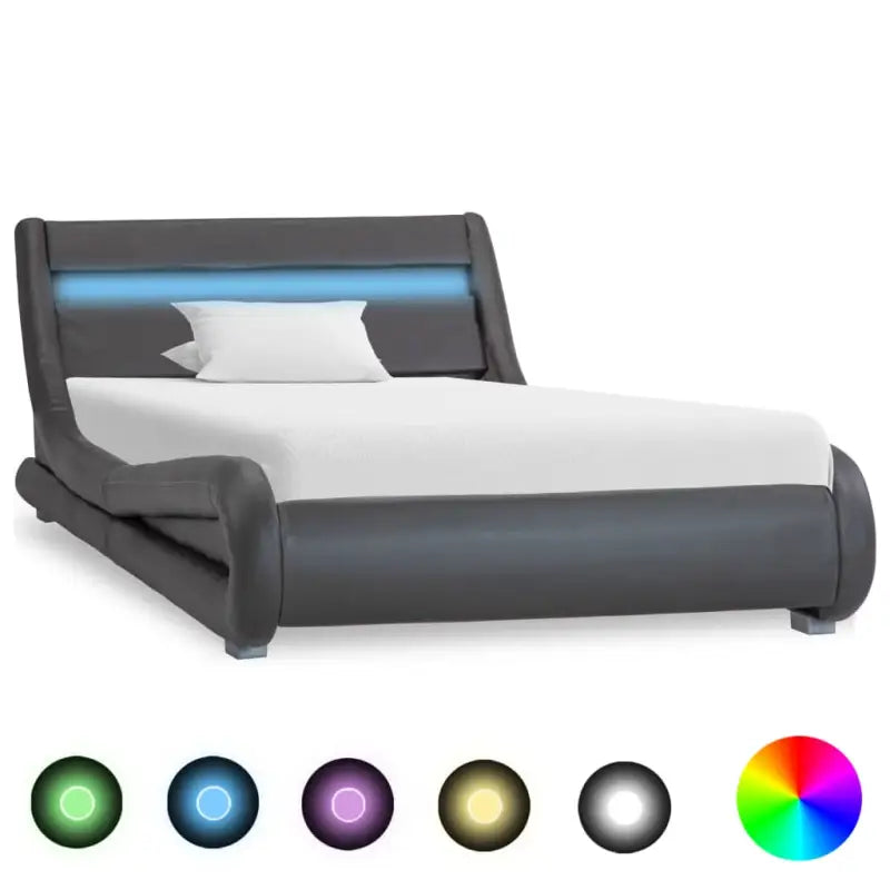 Modern kunstleren bedframe met gepoedercoat stalen frame en houten lattenbodem - Bedden & bedframes