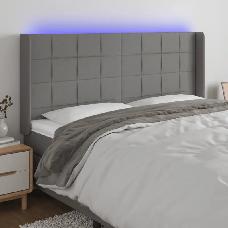 Modern LED Hoofdbord voor een stijlvol slaapkamerinterieur - Donkergrijs / 163 x 16 x 118/128 cm / 1 - Hoofdborden