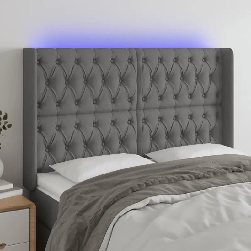 Modern LED hoofdbord voor een stijlvolle slaapkamer uitstraling - Donkergrijs / 163 x 16 x 118/128 cm / 1 - Hoofdborden