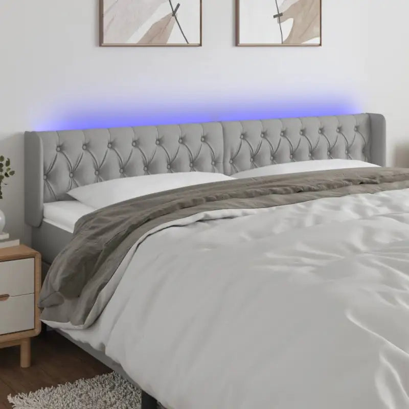Modern LED hoofdbord voor een stijlvolle slaapkamer uitstraling - Lichtgrijs / 203 x 16 x 78/88 cm / 1 - Hoofdborden