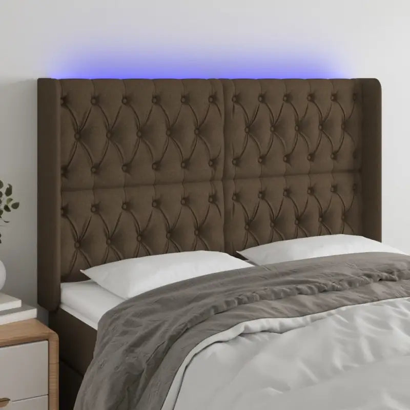 Modern LED hoofdbord voor een stijlvolle slaapkamer uitstraling - Donkerbruin / 163 x 16 x 118/128 cm / 1 - Hoofdborden