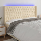Modern LED hoofdbord voor een stijlvolle slaapkamer uitstraling - Crème / 183 x 16 x 118/128 cm / 1 - Hoofdborden