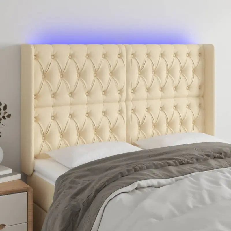Modern LED hoofdbord voor een stijlvolle slaapkamer uitstraling - Crème / 147 x 16 x 118/128 cm / 1 - Hoofdborden