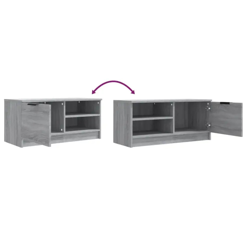 Modern Tv-meubel met stevig blad en bewerkt hout in Grijs Sonoma - Tv-meubels