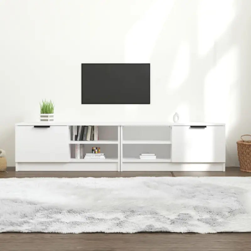 Modern Tv-meubel met stevig blad en bewerkt hout in Grijs Sonoma - Wit / 2 - Tv-meubels