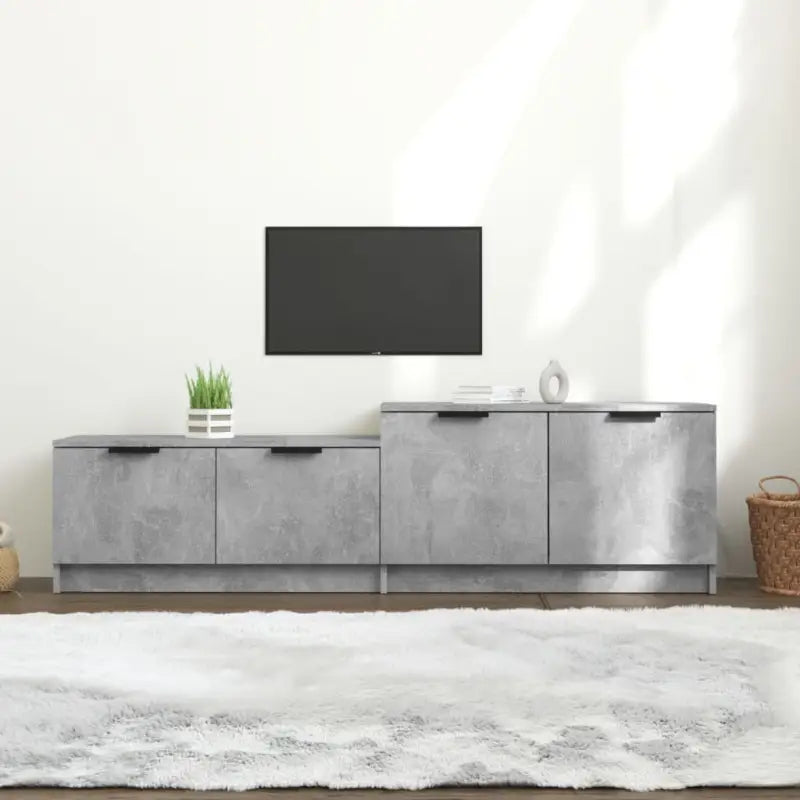 Modern tv-meubel met stevig blad van bewerkt hout - Betongrijs / 1 - Tv-meubels