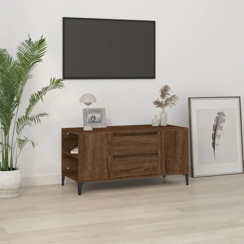 Modern tv-meubel van bewerkt hout met duurzame en stabiele afwerking - bruin eikenkleur / 1 - Tv-meubels