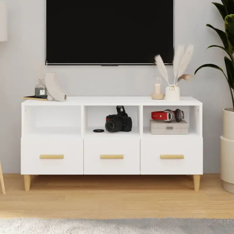 Modern tv-meubel van bewerkt hout met hoge kwaliteit en stabiliteit - Wit / 1 - Tv-meubels