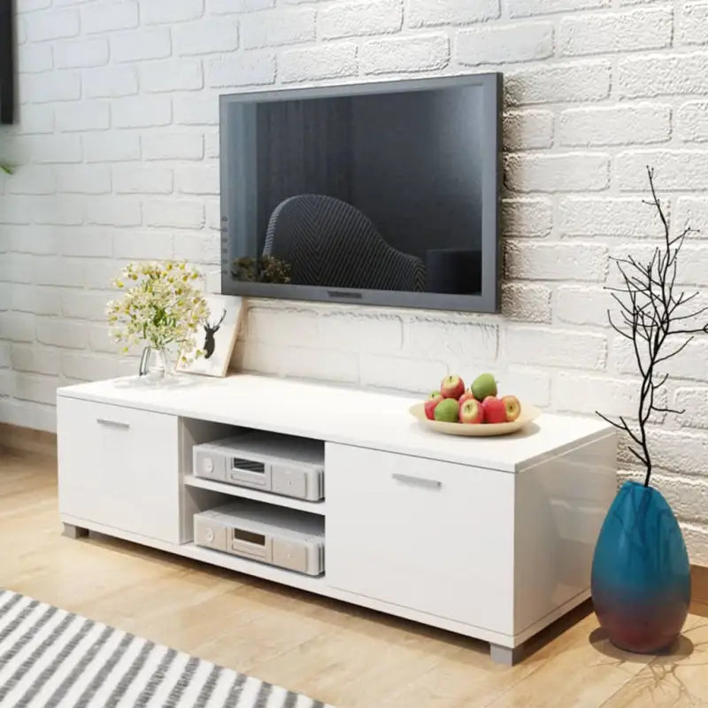 Modern tv-meubel van bewerkt hout voor stijlvolle en stevige opbergruimte - Hoogglans wit / 1 / 140 cm - Tv-meubels