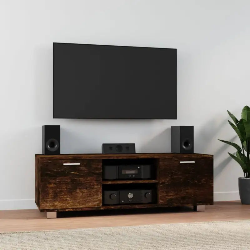 Modern tv-meubel van bewerkt hout voor stijlvolle en stevige opbergruimte - Gerookt eiken / 1 / 120 cm - Tv-meubels