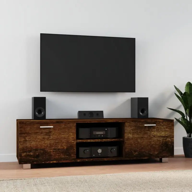 Modern tv-meubel van bewerkt hout voor stijlvolle en stevige opbergruimte - Gerookt eiken / 1 / 140 cm - Tv-meubels