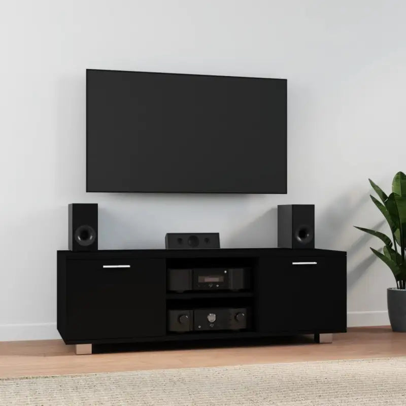 Modern tv-meubel van bewerkt hout voor stijlvolle en stevige opbergruimte - Zwart / 1 / 120 cm - Tv-meubels