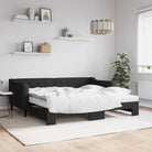 Moderne 2-in-1 slaapbank met onderschuifbed voor woon en slaapkamer - Zwart / 90 x 190 cm / met onderschuifbed
