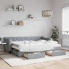 Moderne 2-in-1 slaapbank met onderschuifbed voor woon en slaapkamer - Lichtgrijs / 80 x 200 cm / met onderschuifbed