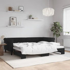 Moderne 2-in-1 slaapbank met onderschuifbed voor woon en slaapkamer - Zwart / 90 x 200 cm / met onderschuifbed - Bedden