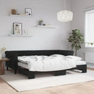 Moderne 2-in-1 slaapbank met onderschuifbed voor woon en slaapkamer - Zwart / 90 x 200 cm / met onderschuifbed