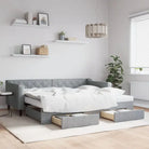 Moderne 2-in-1 slaapbank met onderschuifbed voor woon en slaapkamer - Lichtgrijs / 90 x 200 cm / met onderschuifbed