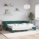 Moderne 2-in-1 slaapbank met onderschuifbed voor woon en slaapkamer - Donkergroen / 90 x 200 cm / met onderschuifbed