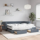 Moderne 2-in-1 slaapbank met onderschuifbed voor woon en slaapkamer - Donkergrijs / 90 x 200 cm / met onderschuifbed