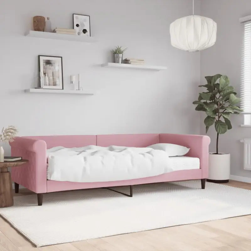 Moderne 2-in-1 slaapbank met onderschuifbed voor woon en slaapkamer - Roze / 90 x 200 cm / met matras - Bedden &