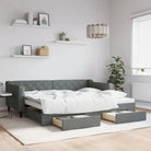 Moderne 2-in-1 slaapbank met onderschuifbed voor woon en slaapkamer - Donkergrijs / 90 x 200 cm / met onderschuifbed