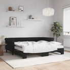 Moderne 2-in-1 slaapbank met onderschuifbed voor woon en slaapkamer - Zwart / 90 x 190 cm / met onderschuifbed