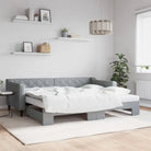 Moderne 2-in-1 slaapbank met onderschuifbed voor woon en slaapkamer - Lichtgrijs / 90 x 200 cm / met onderschuifbed
