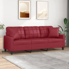 Moderne 2-zitsbank met duurzaam kunstleer en comfortabel materiaal vulling - Wijnrood / 180 cm - Banken