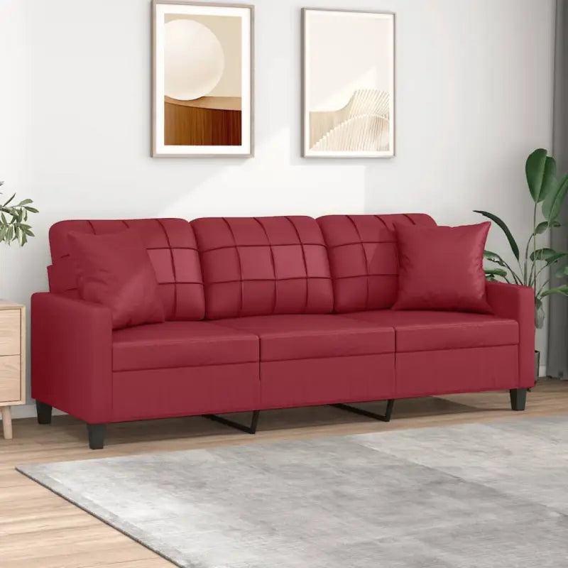 Moderne 2-zitsbank met duurzaam kunstleer en comfortabel materiaal vulling - Wijnrood / 180 cm - Banken