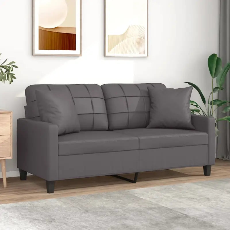 Moderne 2-zitsbank met duurzaam kunstleer en comfortabel materiaal vulling - Grijs / 140 cm - Banken