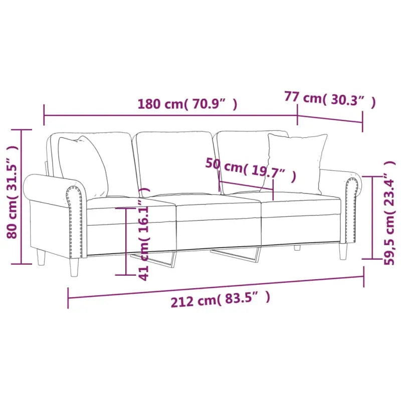 Moderne 3-zitsbank met comfortabel materiaal vulling en stijlvol design - Banken