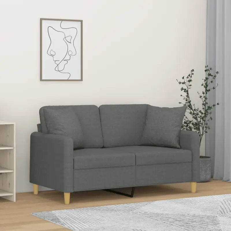 Moderne 3-zitsbank met comfortabele materiaal vulling en design - Donkergrijs / 120 cm - Banken