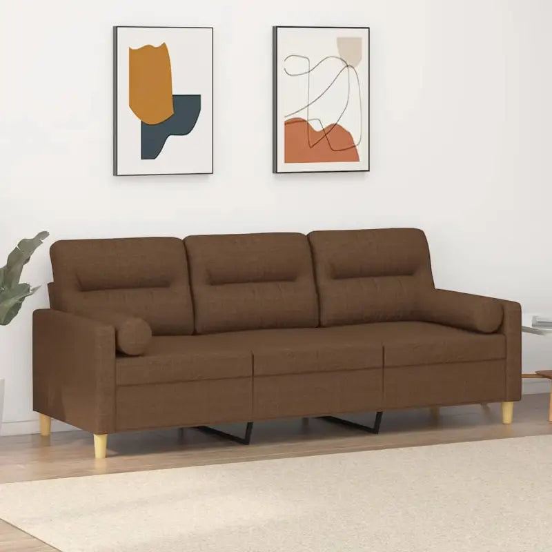Moderne 3-zitsbank met comfortabele materiaal vulling en design - Bruin / 180 cm - Banken