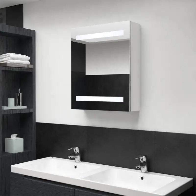 Moderne badkamerkaptafel met spiegel en LED verlichting - Glanzend wit / 1 - Badkamerkaptafels