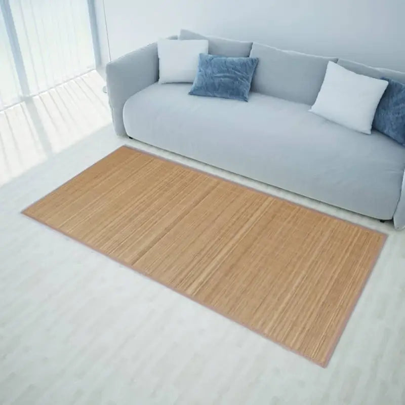 Moderne bamboe vloerkleed met anti-slip pvc-onderkant voor natuur in huis - Bruin / 150 x 200 cm - Vloerkleden