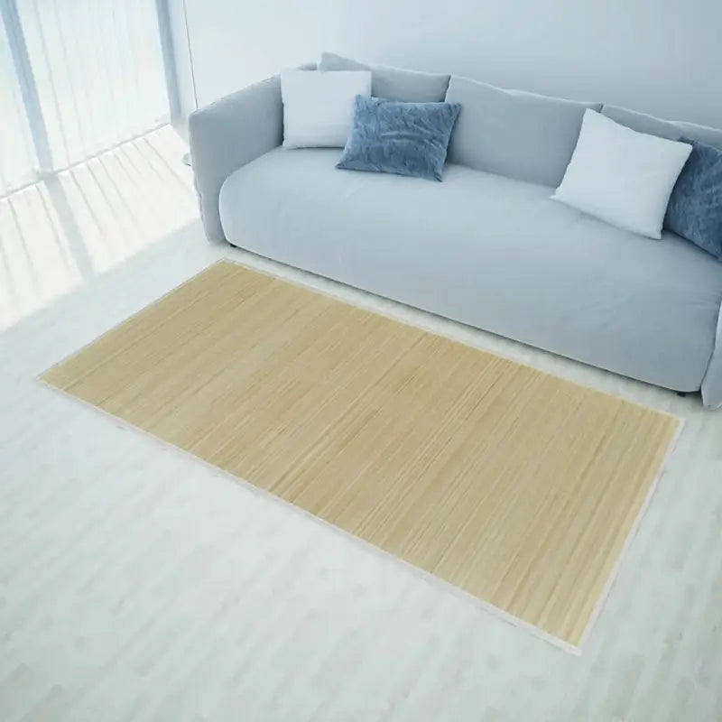 Moderne bamboe vloerkleed met anti-slip pvc-onderkant voor natuur in huis - Beige / 120 x 180 cm - Vloerkleden