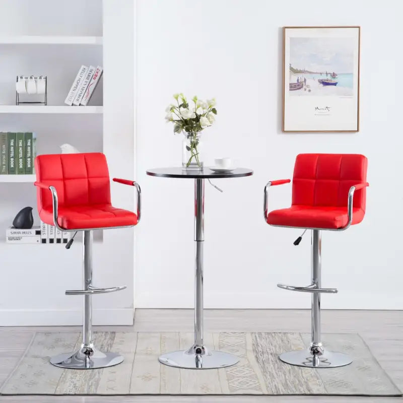 Moderne barkrukken met kunstlederen zitting en rugleuning - Rood / 2 - Barkrukken