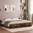 Moderne bedframe met lades van bewerkt hout voor een stijlvolle slaapkamer - Gerookt eiken / 200 x 200 cm - Bedden &