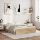 Moderne bedframe met lades van bewerkt hout voor een stijlvolle slaapkamer - Sonoma eiken / 150 x 200 cm - Bedden &