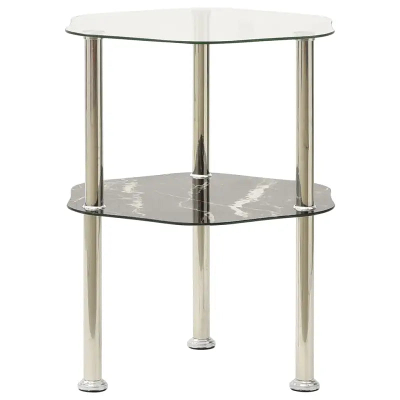 Moderne bijzettafel met gehard glas en ruwe slijpafwerking - Transparant en zwart marmer / 1 / Zeshoek - Bijzettafels