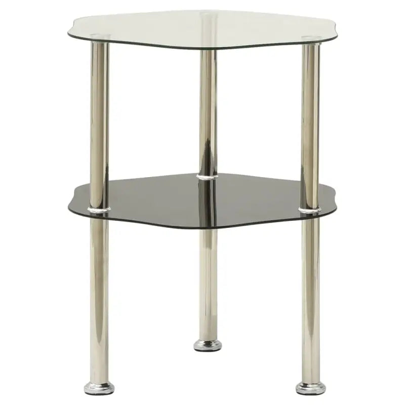 Moderne bijzettafel met gehard glas en ruwe slijpafwerking - Transparant en zwart / 1 / Zeshoek - Bijzettafels