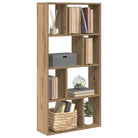 Moderne boekenkast van bewerkt hout met geometrisch design - artisanaal eikenkleurig / 1 / 60 cm - Boekenkasten