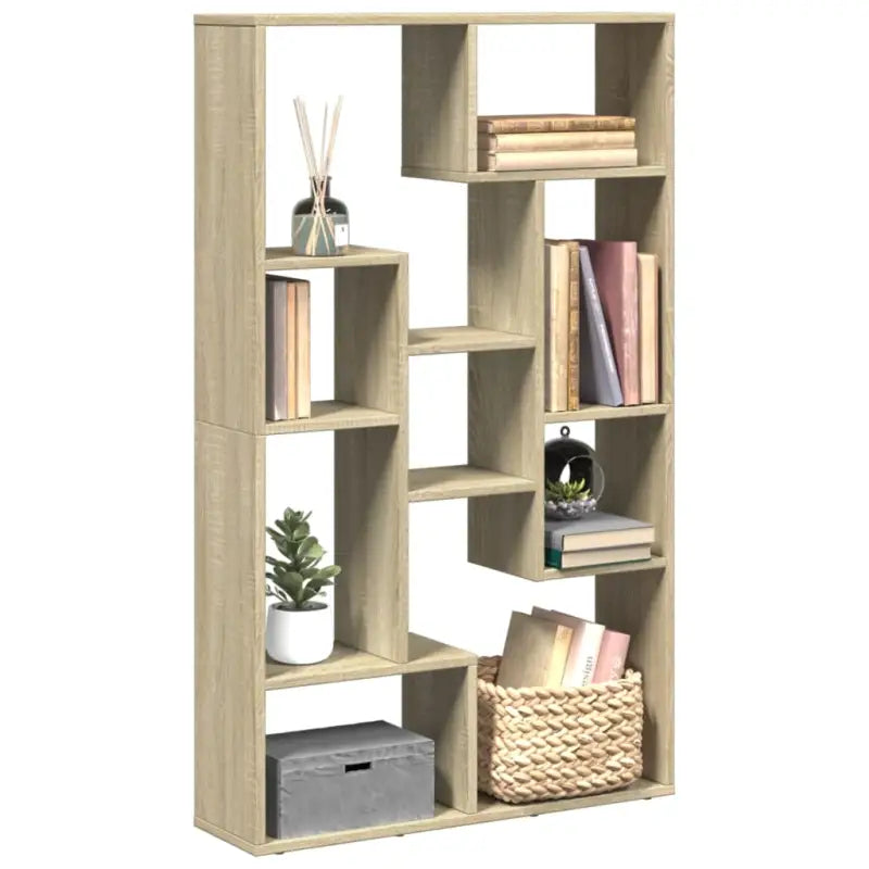 Moderne boekenkast van bewerkt hout met geometrisch design - Sonoma eiken / 1 / 72 cm - Boekenkasten