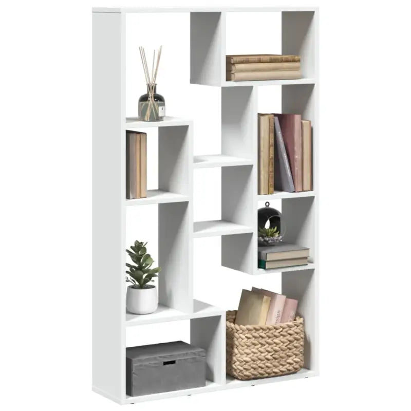 Moderne boekenkast van bewerkt hout met geometrisch design - Wit / 1 / 72 cm - Boekenkasten