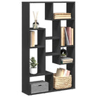 Moderne boekenkast van bewerkt hout met geometrisch design - Zwart / 1 / 72 cm - Boekenkasten