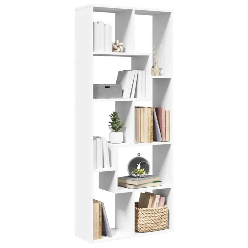 Moderne boekenkast van bewerkt hout met geometrisch ontwerp - Wit / 1 - Boekenkasten
